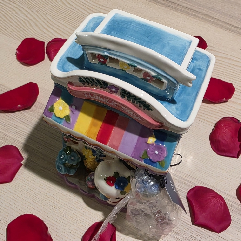 NWT Sanrio Hello Kitty Ceramic Floral Garden Shop Candle House - Picture 12 of 15